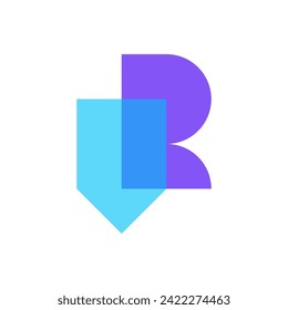 Letter R shield overlapping color logo design