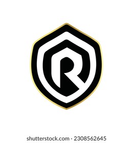 letter R shield professional business symbol logo vector illustration template design 