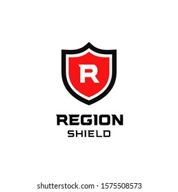 Letter R Shield protect guard logo design template icon vector illustration