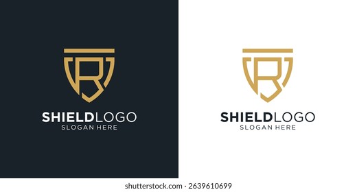 Letter R shield security logo design inspiration.