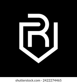 Letter R shield simple minimal logo design