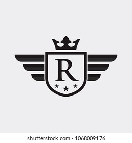Letter R Shield Wing logo vector