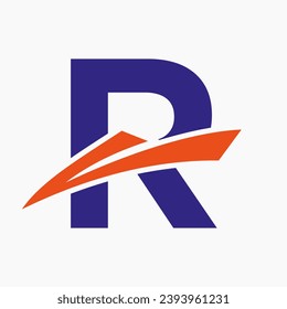 Letter R Shipping Logo Sailboat Symbol. Nautical Ship Sailing Boat Icon
