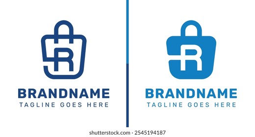 Letter R Shopping Bag Logo Set, symbolizing convenience, style, and retail
