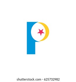 Letter r with sickle and star object design logo vector