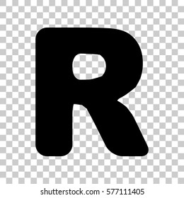Letter R sign design template element. Black icon on transparent