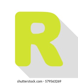 Letter R sign design template element. Pear icon with flat style shadow path.