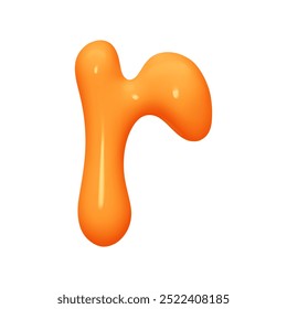 Letra R. Letra o signo de color naranja suave. Diseño 3D realista en estilo de pintura líquida de dibujos animados. Aislado sobre fondo blanco. Ilustración vectorial
