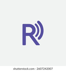 letter R with signal communication logo vector illustration template design
