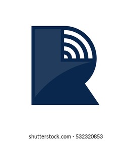 letter R and signal logo vector