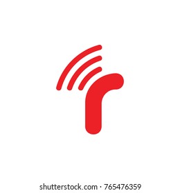 letter r with signal symbol logo vector