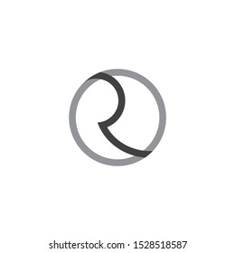letter r simple circle line logo vector