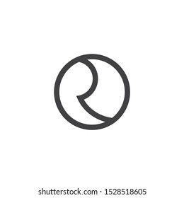 letter r simple circle line logo vector