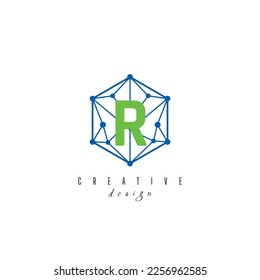 letter R and IT simple Creative elegant hexagon hexagonal poligon logo Design