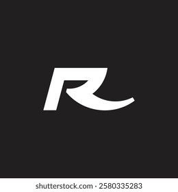 letter r simple geometric dynamic logo vector 