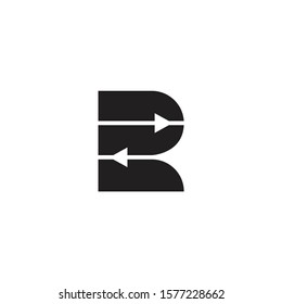 letter r simple geometric motion arrow logo vector