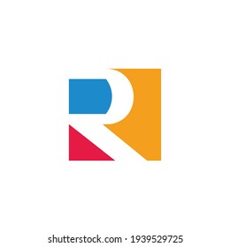 letter r simple square geometric colorful logo vector
