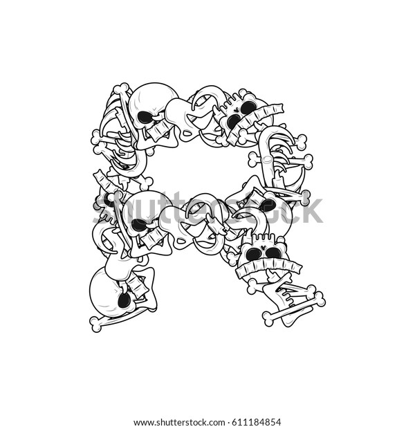 Letter R Skeleton Bones Font Anatomy Stock Vector Royalty Free 611184854