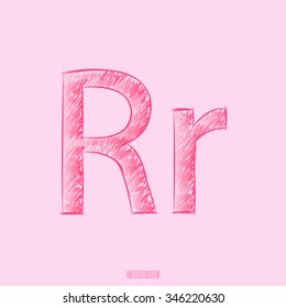 letter R sketch pink