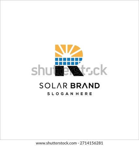 Letter R Solar Logo Design Vector Template