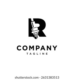 Letra R Vetor do ícone de logotipo do plugue de faísca