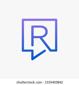 letter R with speech bubble line logo. talk logo vector modern illustration graphic abstract template. Chat concept Logo Template - VECTOR