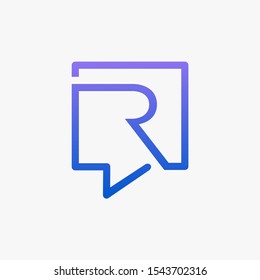 letter R with speech bubble line logo. talk logo vector modern illustration graphic abstract template. Chat concept Logo Template - VECTOR