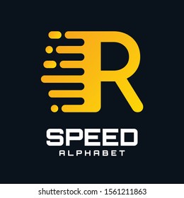 Letter R Speed Vector Logo Design. R letter font with Moving or Speed Design. Speed Icon.