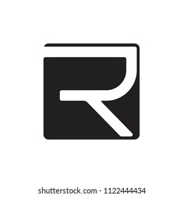 letter r square negative space logo vector