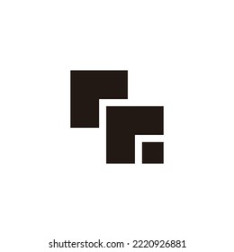 Letter r square, outline, paper geometric symbol simple logo vector