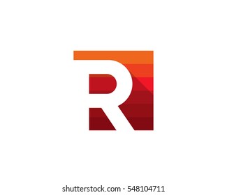 Letter R Square Shadow Logo Design Element