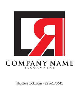 Letter R with square vector logo