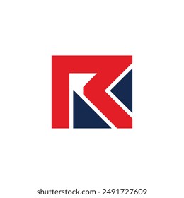 letter r squares triangles simple colorful geometric logo vector 
