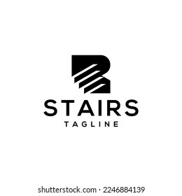 Letter R with Stair logo design template