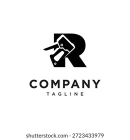 Vetor do ícone de logotipo do grampeador R da letra