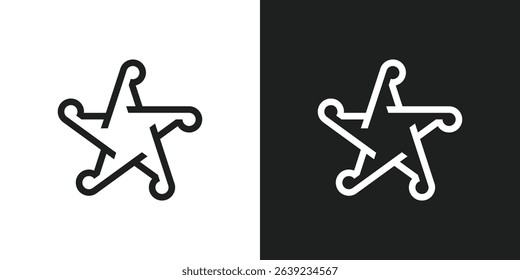 Letter R Star Line Logo Design
