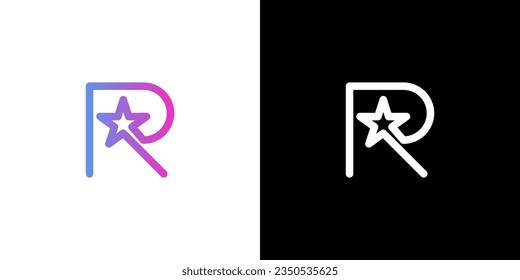 Letter R Star Logo, R logo, Icon, Vector