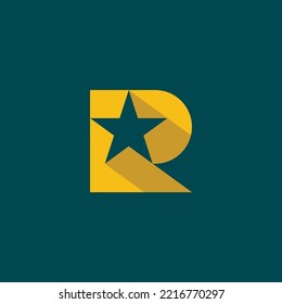 letter R star logo. shining star logo