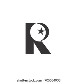 letter r with star symbol logo vector