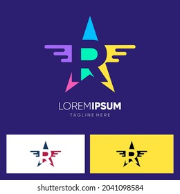 Letter R Star or with Wing Logo Design Vector Icon Graphic Emblem Illustration