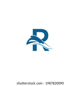 Letter R with stingray icon logo template illustration vector