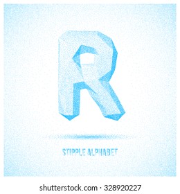 Letter R from Stipple Alphabet - Typeface Made From Little Dots - Infographic, Webdesign or Advertising Element - Vector Illustration