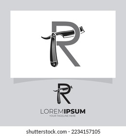 Ilustración gráfica del vector de diseño del logotipo del Razor recto de la letra R Ilustración gráfica del icono del vector