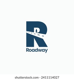 Letter R with street road minimal logo design vector illustration