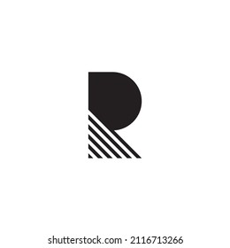 
letter R stripes half simple symbol logo vector