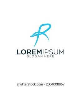 diseño de logotipo de línea vectorial estilizada de letra R