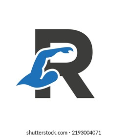 Letter R Swimming Logo Design. Swimming Club Symbol Vector Template