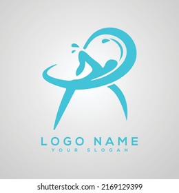 Letra R Imagen vectorial del logotipo de Natación