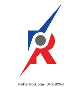 letter r with symbol of compass. logo vector.