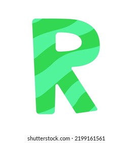 The letter R. Symbol from the cute alphabet. Isolated on white background. Vector illustration.